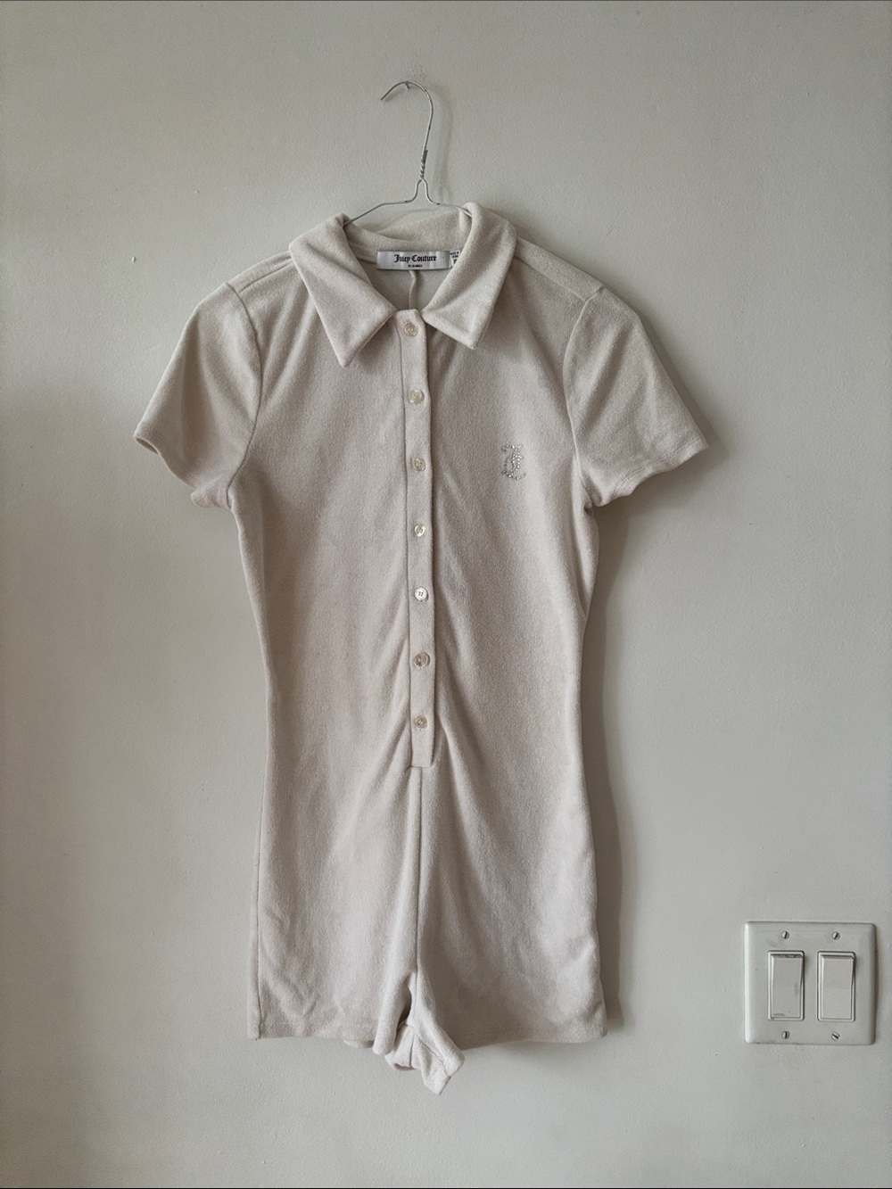 Juicy Couture Cream Short-Sleeve Polo Romper